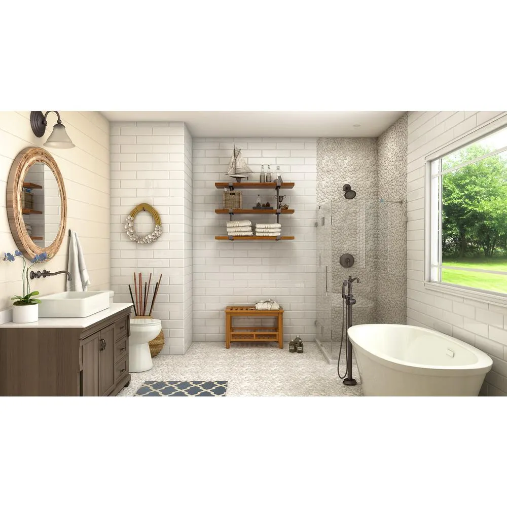 Colton 63 in. Center Drain Freestanding Bathtub in Glossy White, photo 9 of 10