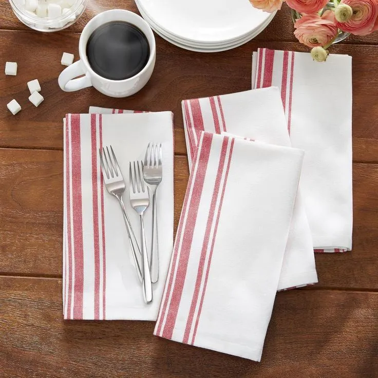 Farmhouse Living Homestead Stripe 20 in. x 20 in. Blue/White Napkins (4-Pack), photo 2 of 7