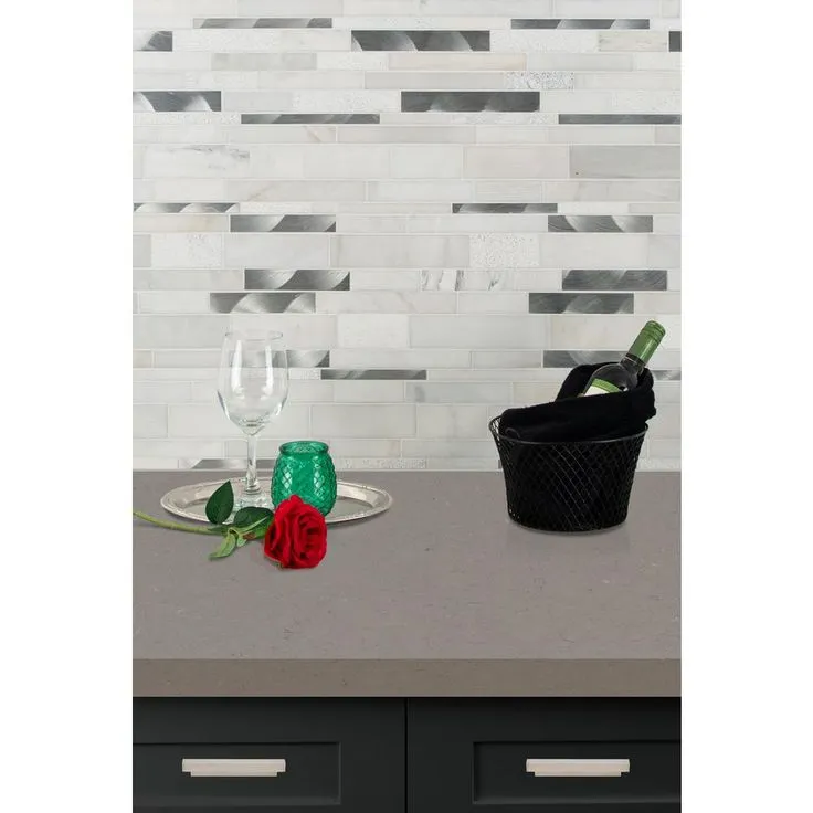 MSI Moderno Blanco Interlocking 12 in. x 18 in. x 8 mm Metal Stone Blend Mesh-Mounted Mosaic Tile (15 sq. ft. / case), photo 5 of 11