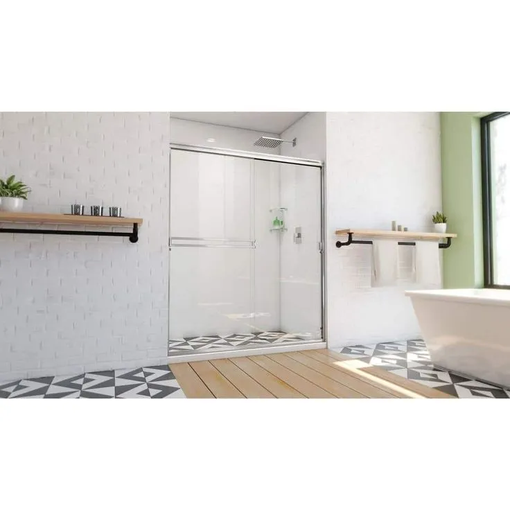 DreamLine Alliance Pro BG 60 in. W x 70.375 in. H Sliding Semi-Frameless Shower Door in Chrome with Clear Glass, photo 2 of 2