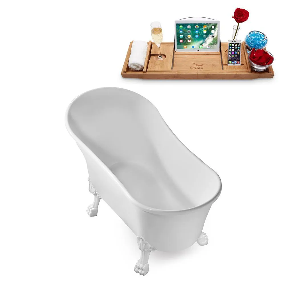 Streamline 67 in. Acrylic Clawfoot Non-Whirlpool Bathtub in White, photo 3 of 7
