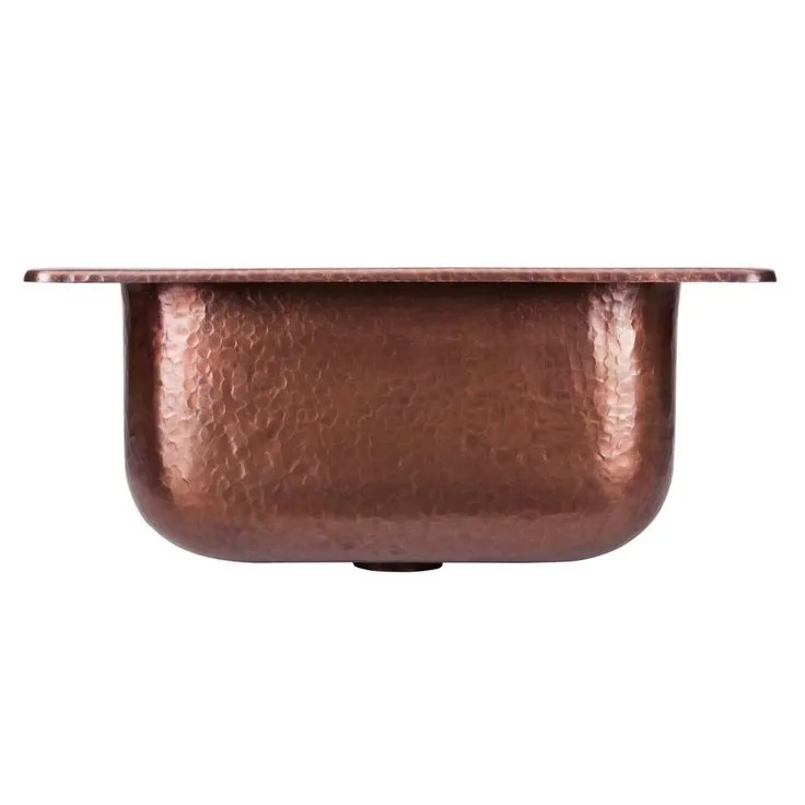 SINKOLOGY Seurat All-in-One Drop-In Copper 15 in. Single Bowl Copper Bar Sink with Pfister Bronze Faucet and Drain, photo 2 of 6