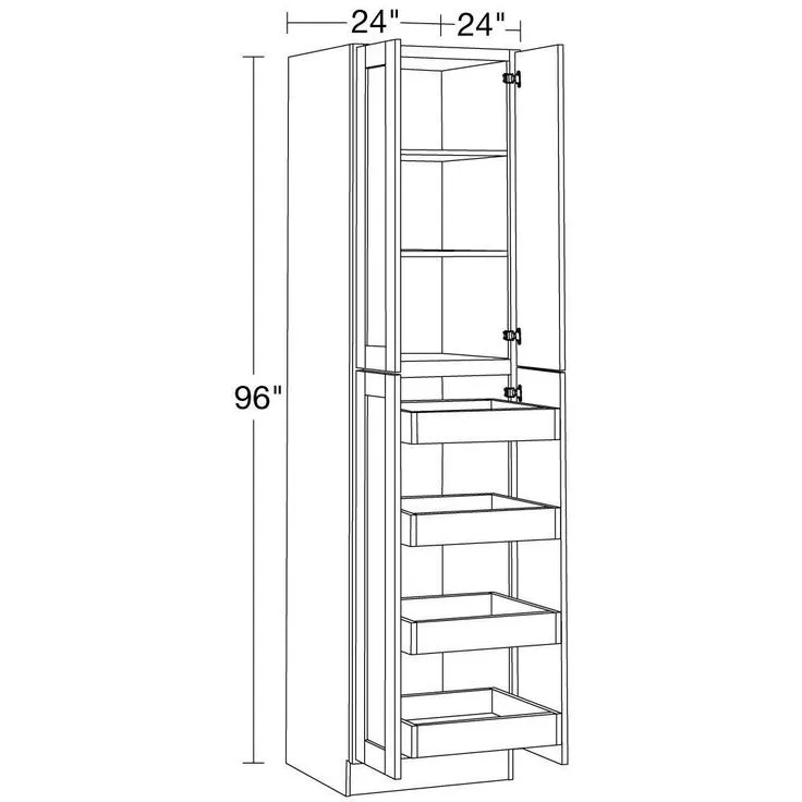 Home Decorators Collection Washington 24 in. W x 24 in. D x 96 in. H Assembled Plywood Pantry Kitchen Cabinet in Onyx with 4 ROT Soft Close, photo 4 of 4