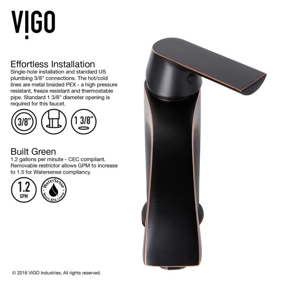 VIGO White Wisteria Matte Stone Vessel Bathroom Sink in White with Linus Vessel Faucet in Antique Rubbed Bronze, photo 10 of 14
