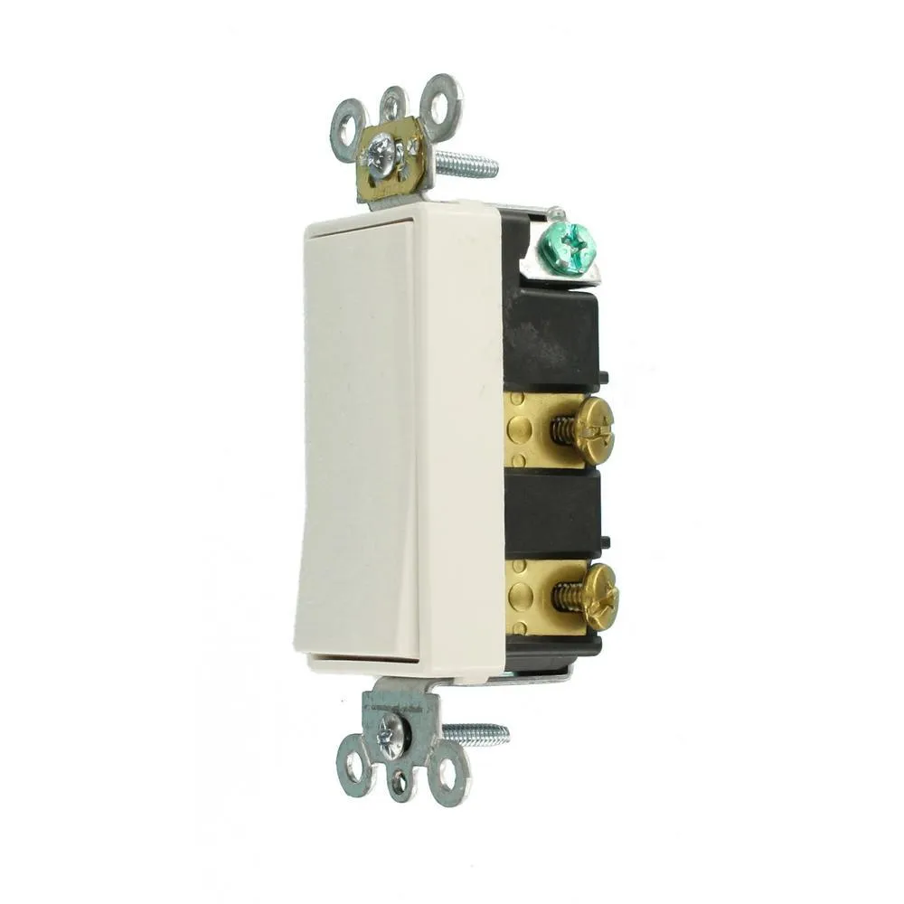 20 Amp Decora Plus Commercial Grade Double Pole Rocker Switch, White, photo 3 of 6