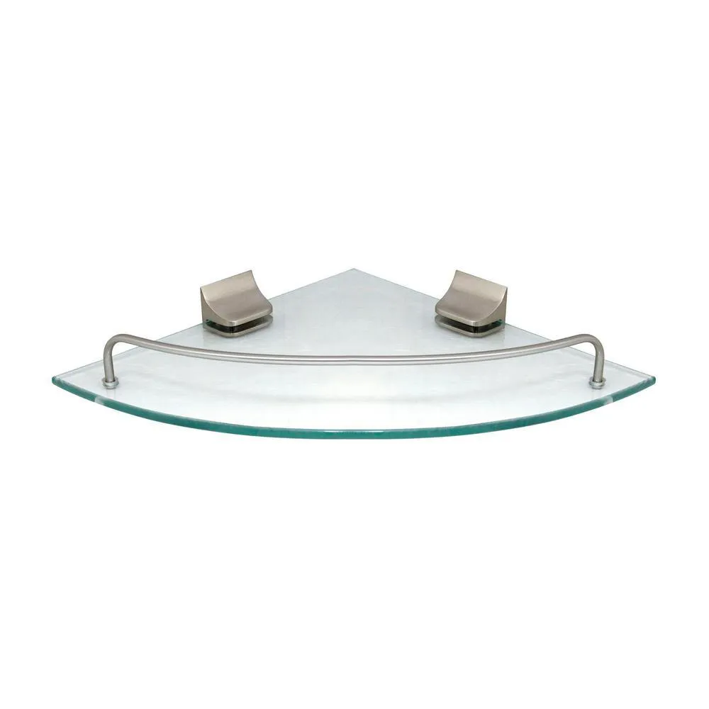 MODONA 9.5 in. x 9.5 in. Glass Corner Shelf with Pre-Installed Rails in Rubbed Bronze, photo 7 of 7