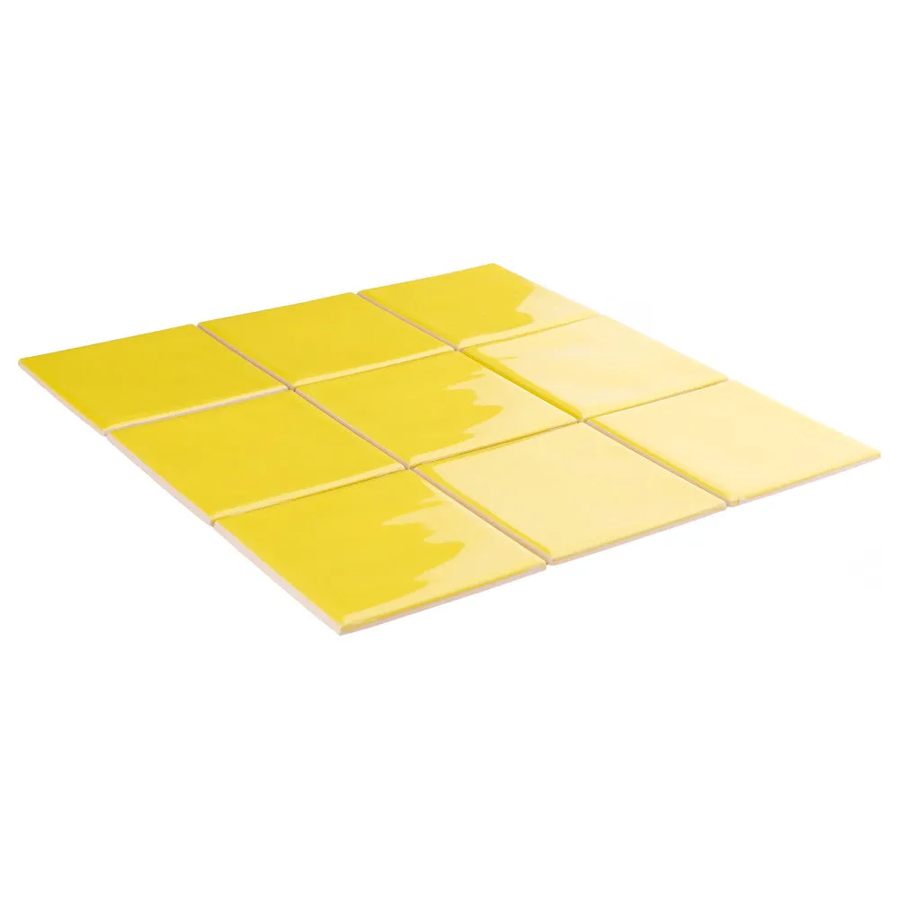 Merola Tile Twist Square Yellow Lemon 11-3/4 in. x 11-3/4 in. Ceramic Mosaic (9.79 sq. ft. / Case), photo 3 of 8