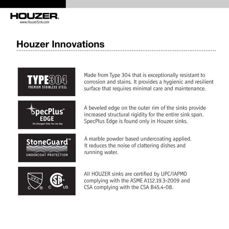 HOUZER Opus Series Undermount 13.6 in. Single Bowl Lavatory Sink with Overflow in Stainless Steel, photo 4 of 5