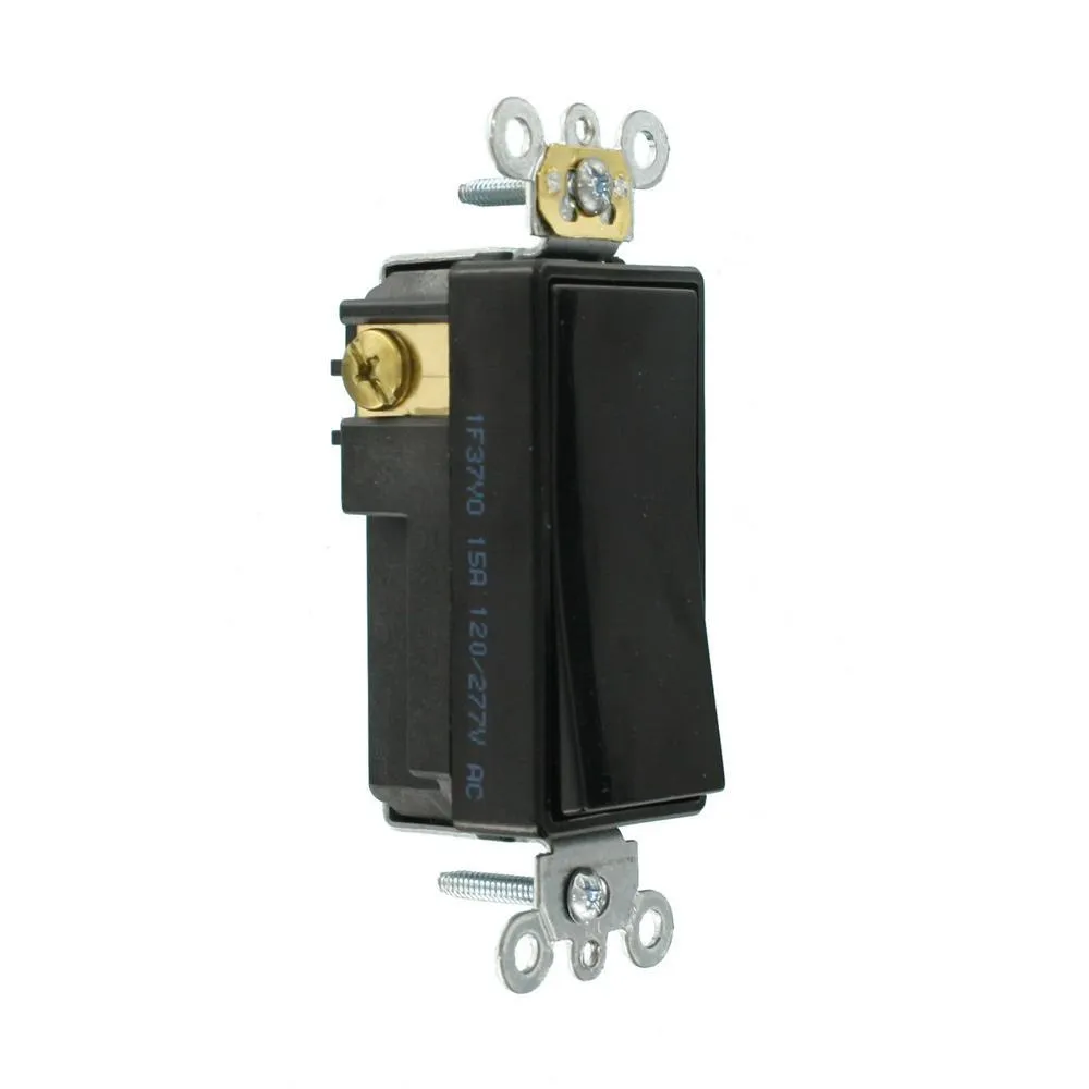 15 Amp Decora Plus Commercial Grade Single Pole Rocker Switch, Black, photo 4 of 7