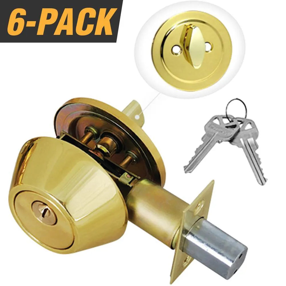 Stainless Steel Entry Door Lock Single Cylinder Deadbolt with 12 KW1 Keys (6-Pack, Keyed Alike), photo 6 of 6