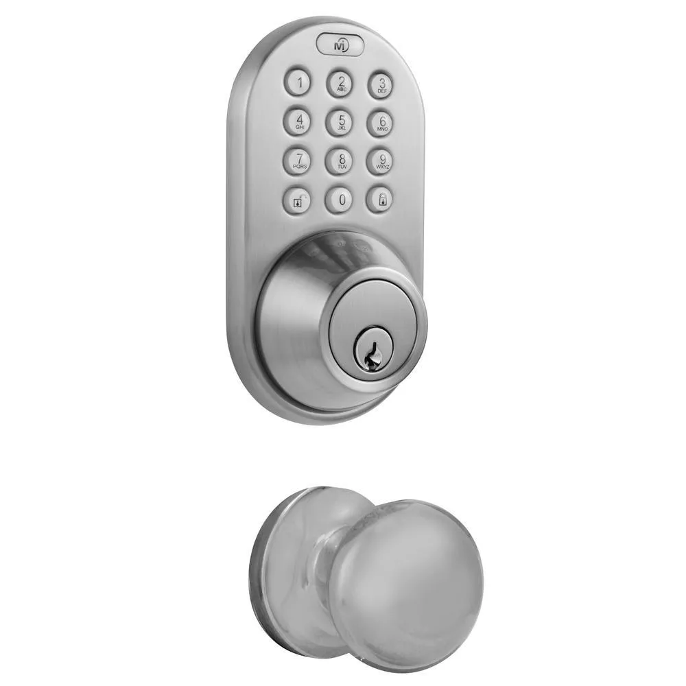 Morning Industry Satin Nickel Keyless Entry Deadbolt and Lever Handle Door Lock Combo Pack with Electronic Digital Keypad, photo 5 of 6