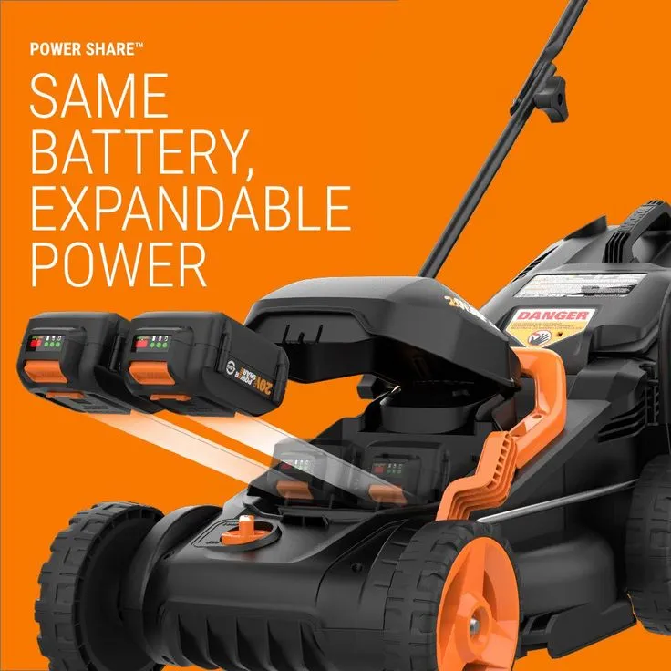 Worx POWER SHARE 40-Volt 14 in. Cordless Battery Walk Behind Mower with Mulching & Intellicut, (Battery & Charger Included), photo 4 of 8