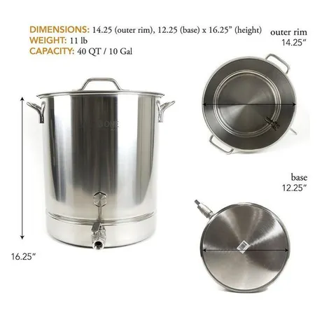 Brew Kettle 40 qt. Stainless Steel Stock Pot