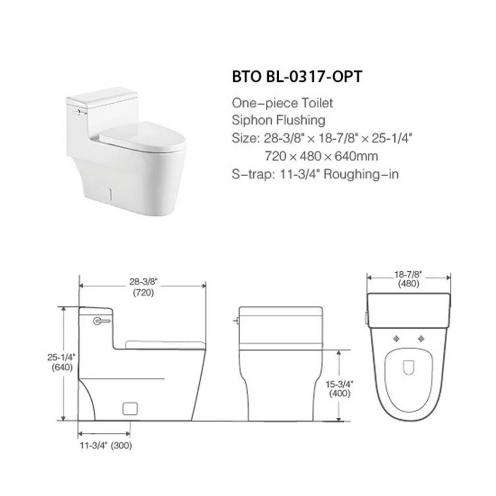 Boyel Living 0.8 GPF /1.28 GPF Dual Flush Ceramic Bowl Square Elongated Toilet Bowl Only in White, photo 2 of 8