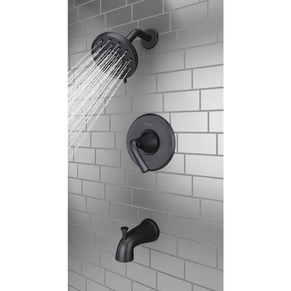 Pfister Ladera Single-Handle 3-Spray Tub and Shower Faucet in Matte Black (Valve Included), photo 2 of 8