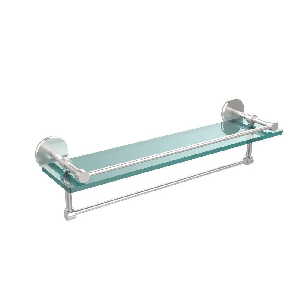 22 in. L x 5 in. H x 5 in. W Gallery Clear Glass Bathroom Shelf with Towel Bar in Satin Nickel, photo 5 of 14
