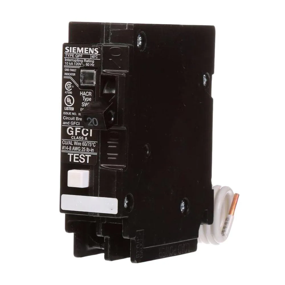 Siemens 20 Amp Single Pole Type QPF2 GFCI Circuit Breaker, photo 5 of 6