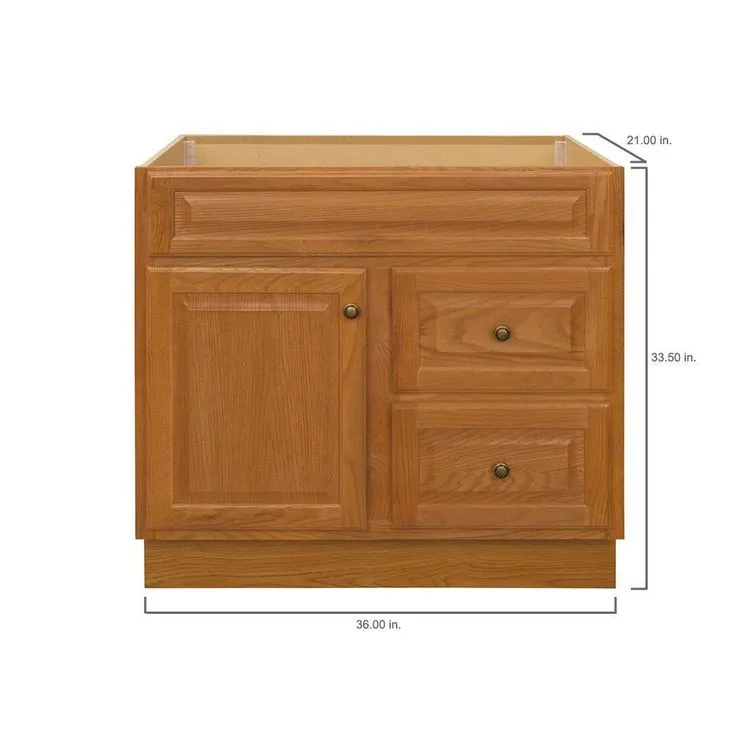 Hampton Bay Hampton 36 in. W x 21 in. D x 33.5 in. H Bathroom Vanity Cabinet Only in Oak, photo 4 of 17