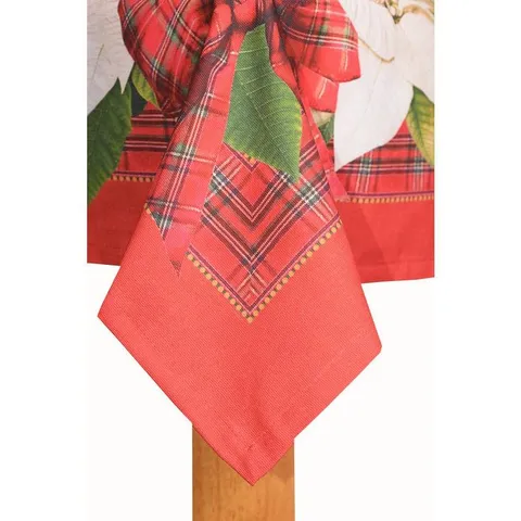 Poinsettia Tartan 60 × 84 in 80% Cotton 20% Polyester Tablecloth