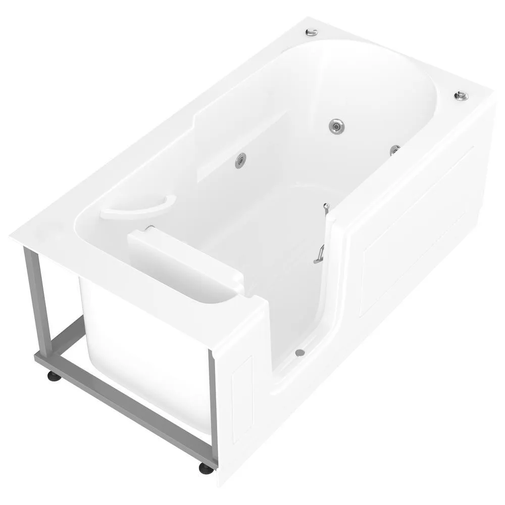 Universal Tubs Nova Heated Step-In 5 ft. Walk-In Whirlpool Bathtub in White with Chrome Trim, photo 8 of 15