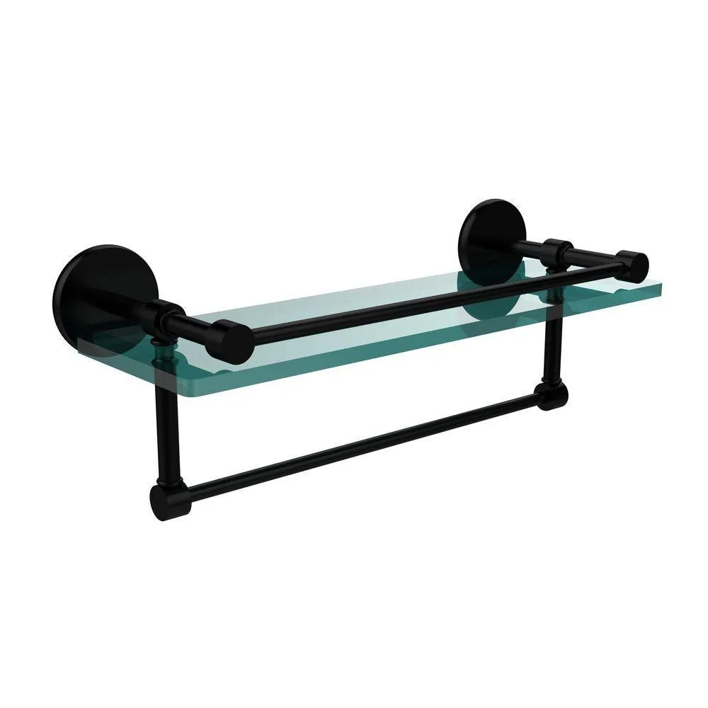 Allied Brass 16 in. L x 5 in. H x 5 in. W Clear Glass Bathroom Shelf with Towel Bar in Oil Rubbed Bronze, photo 13 of 14