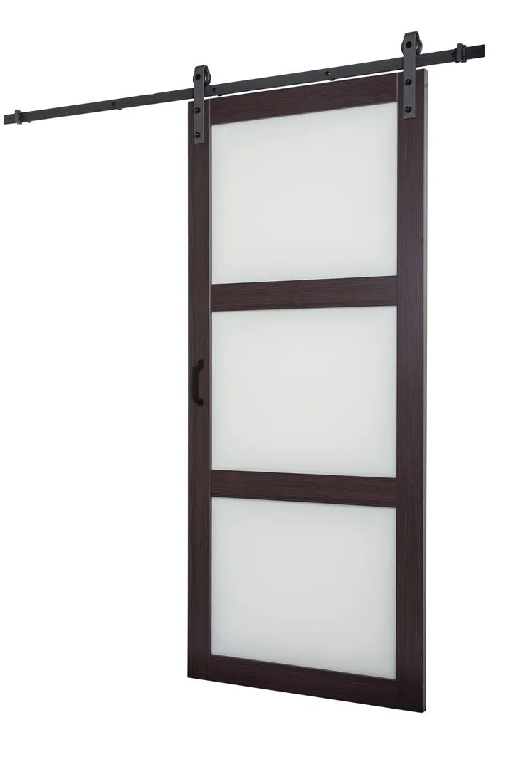 RELIABILT 36-in x 84-in Espresso Frosted Glass Mdf Single Barn Door (Hardware Included), photo 4 of 6