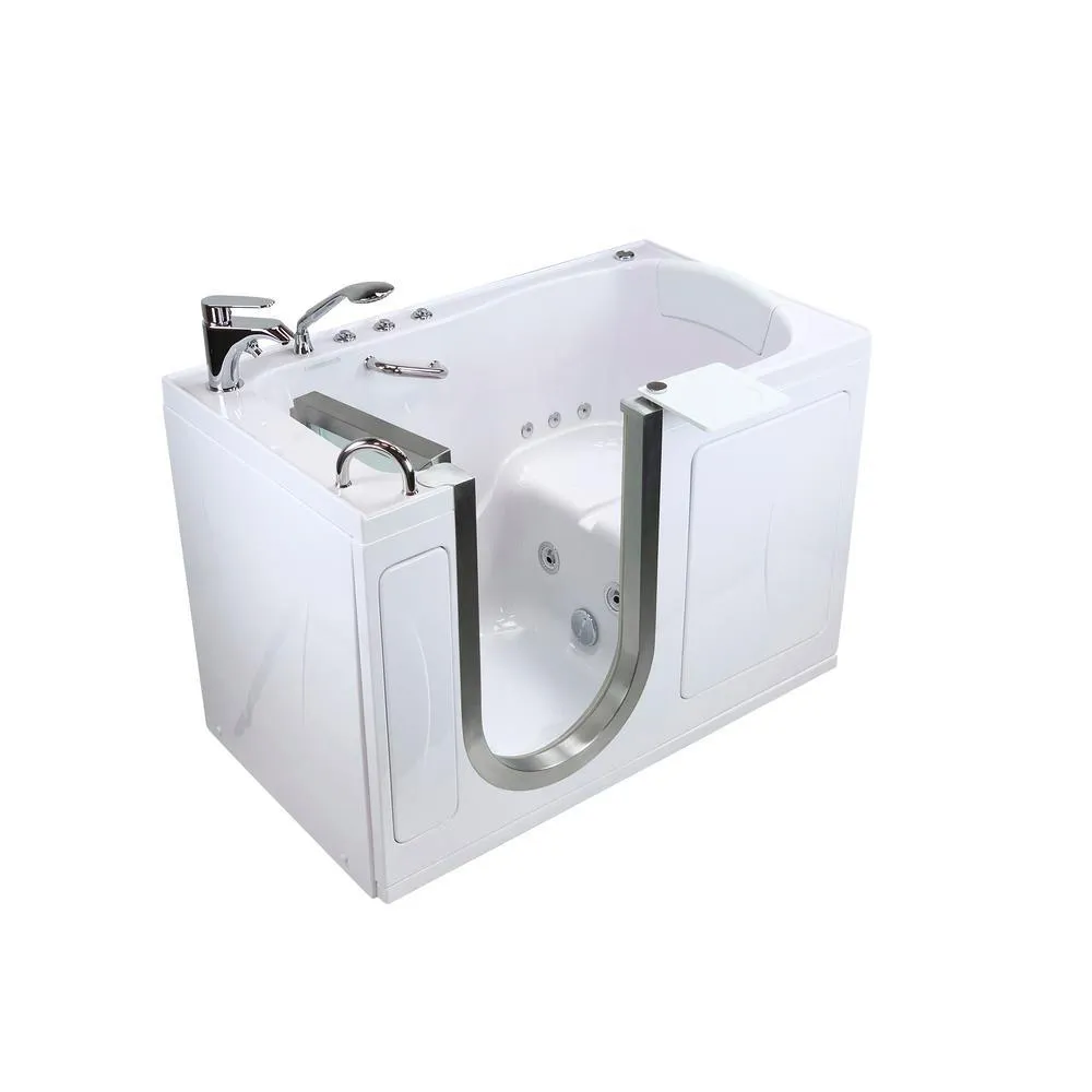 Ella Royal 52 in. Acrylic Walk-In Whirlpool Bathtub in White with Left Door, 2-Piece Fast Fill Faucet and 2 in. Dual Drain, photo 9 of 11
