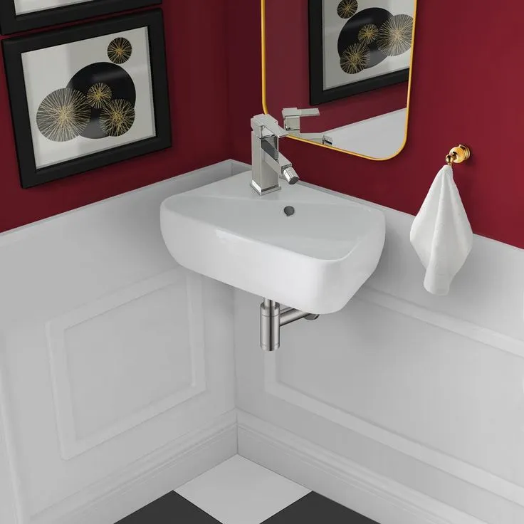 Swiss Madison Plaisir 18 in. x 11 in. Ceramic Wall Hung Vessel Sink with Left Side Faucet Mount in White, photo 3 of 5