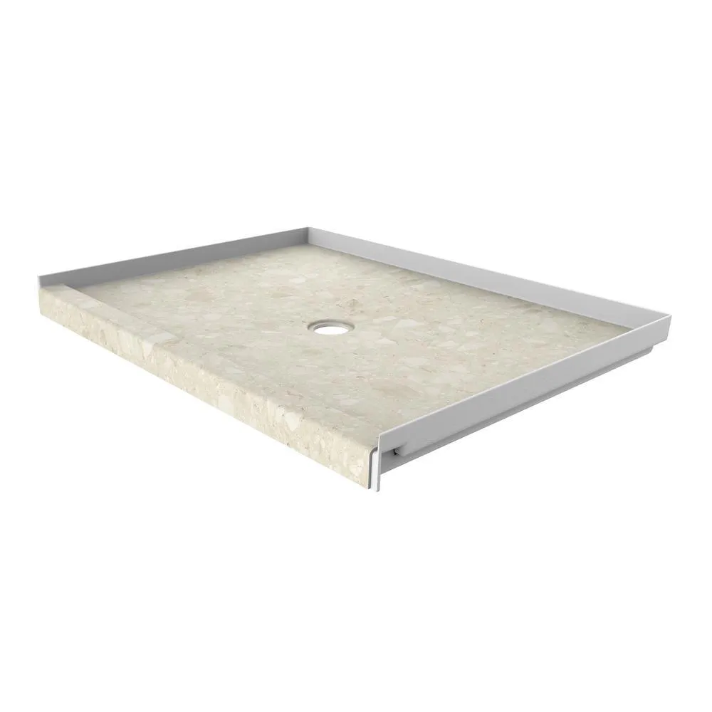 34 in. x 48 in. Single Threshold Shower Base with Center Drain in Calacatta White, photo 19 of 21