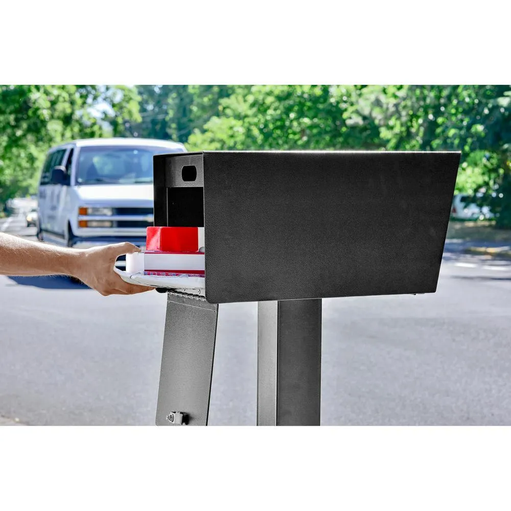 Mail Boss Mail Manager Street Safe Black Post-Mount Mailbox with High Security Reinforced Rear Locking System, photo 11 of 13
