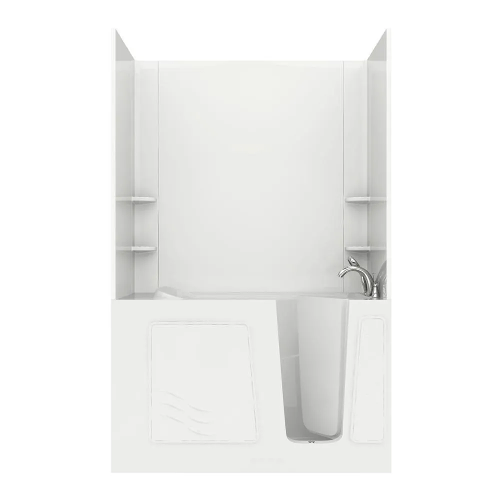 Universal Tubs Rampart Nova Heated 3.9 ft. Walk-in Whirlpool and Air Bathtub with Flat Easy Up Adhesive Wall Surround, Right Drain, White, photo 27 of 42