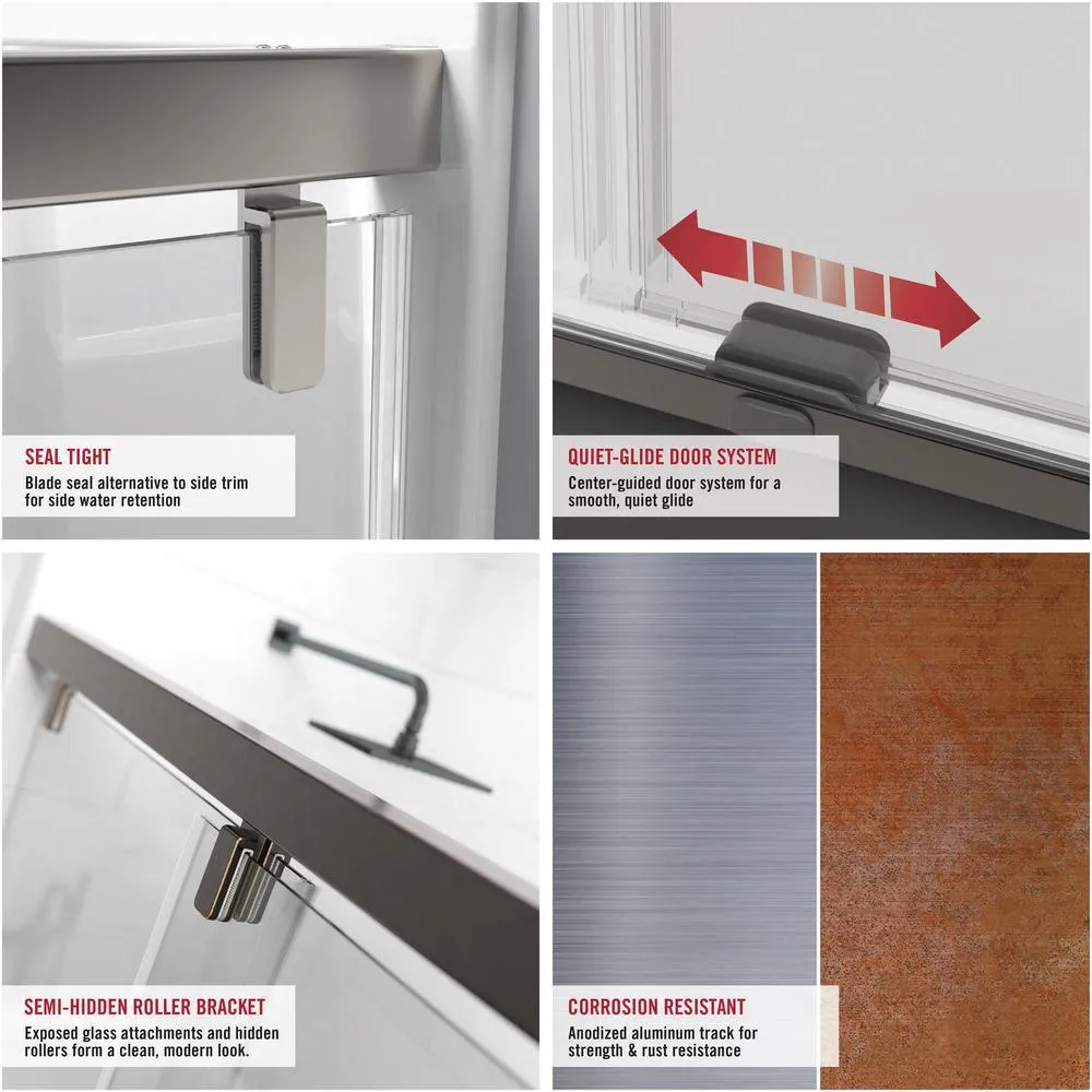 Delta 60 in. x 71-1/2 in. Mod Soft-Close Frameless Sliding Bathtub Door in Nickel with 3/8 in. Clear Glass and Lyndall Handles, photo 3 of 12