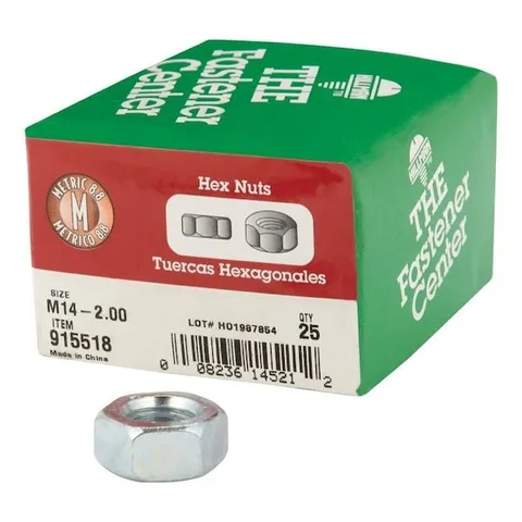 M14-2.00 mm Zinc-Plated Steel Metric Hex Nut, 25 Pack