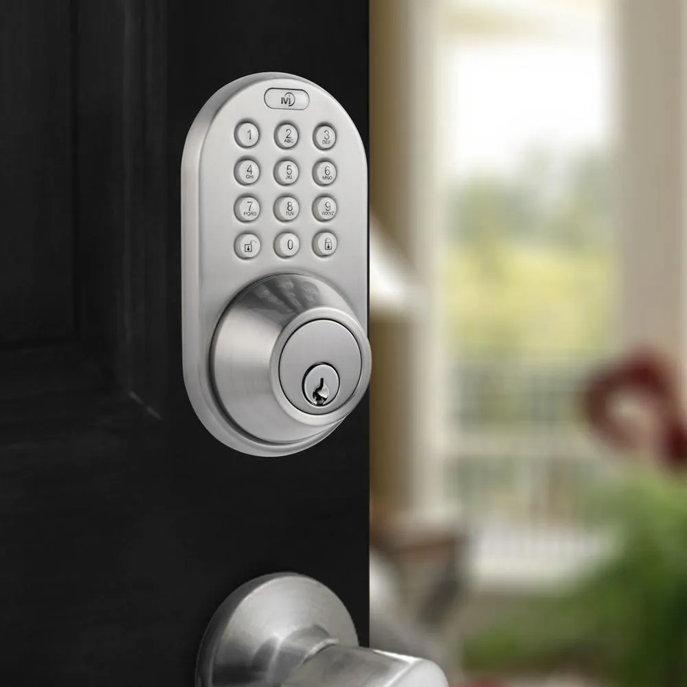 Satin Nickel Single Cylinder Electronic Touch Pad Deadbolt with Back-Lit Keypad, photo 4 of 11