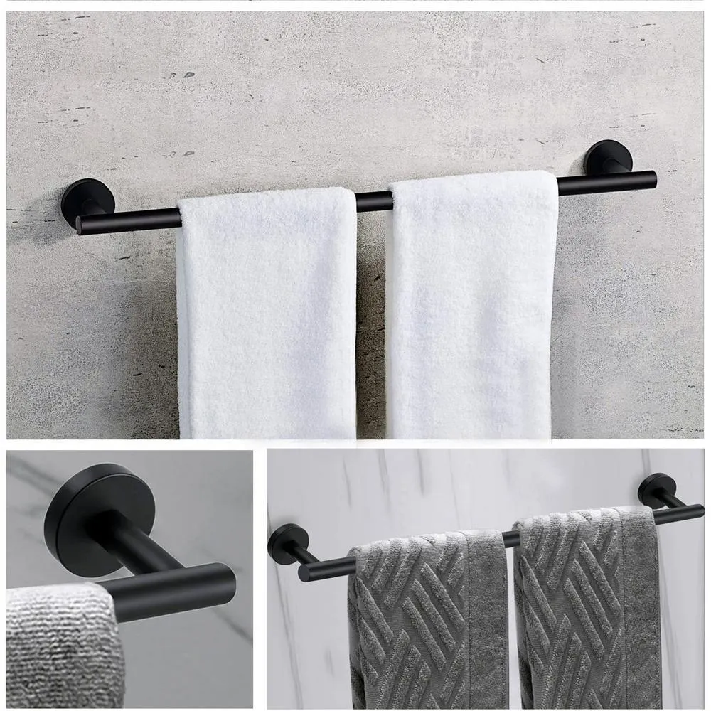 ruiling 24 in. Wall mount Towel Bar in Stainless Steel Matte Black, photo 7 of 11