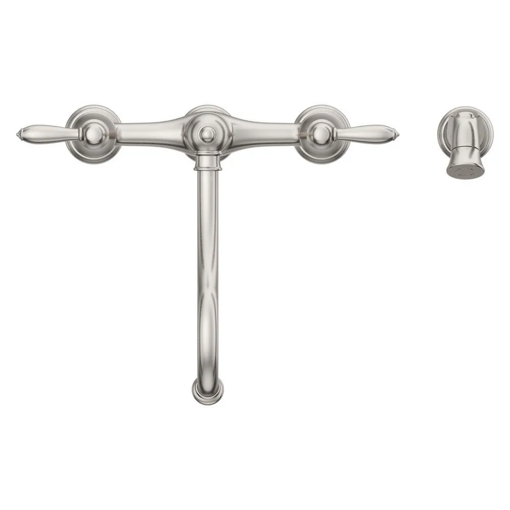 Pfister Courant Two Handle Bridge Kitchen Faucet with Side Spray in Stainless Steel, photo 9 of 11