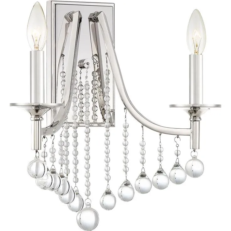 Queenship 2-Light Polished Nickel Wall Sconce, photo 3 of 4