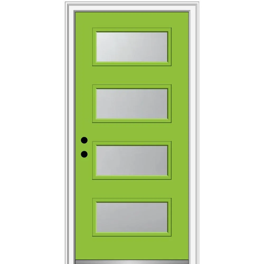 MMI Door 36 in. x 80 in. Celeste Left-Hand Inswing 4-Lite Frosted Glass Painted Steel Prehung Front Door on 6-9/16 in. Frame, photo 43 of 52