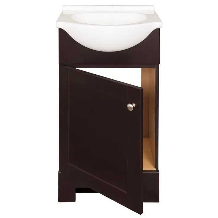 Style Selections Euro 19-in Espresso Single Sink Bathroom Vanity with White Cultured Marble Top, photo 2 of 10