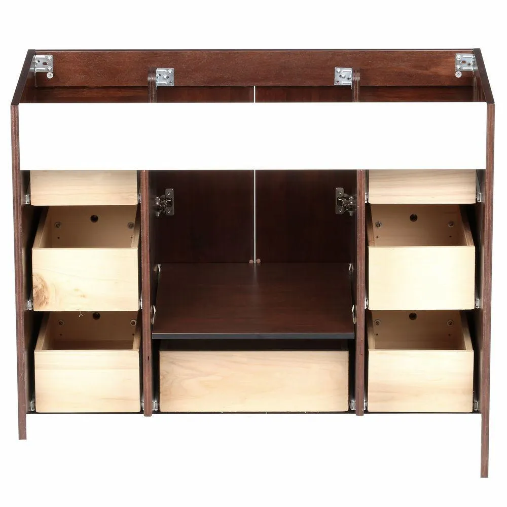 Ultraline 42 in. W x 21 in. D x 34.5 in. H Vanity Cabinet Only in Dark Alder, photo 5 of 41