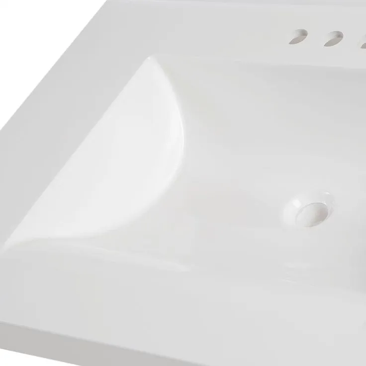 31 in. W x 22 in. D Cultured Marble Vanity Top in White with White Sink, photo 8 of 8