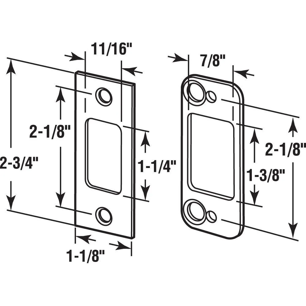 Security Deadbolt Strike, for Use with Wood Or Metal Doorjambs, 2-3/4 in. H x 1-1/8 in. W, Steel, Satin Nickel, photo 2 of 2