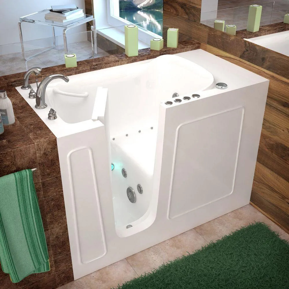 Universal Tubs Rampart Nova Heated 4.5 ft. Walk-in Whirlpool and Air Bathtub with 6 in. Tile Easy Up Adhesive Wall Surround in White, photo 11 of 20