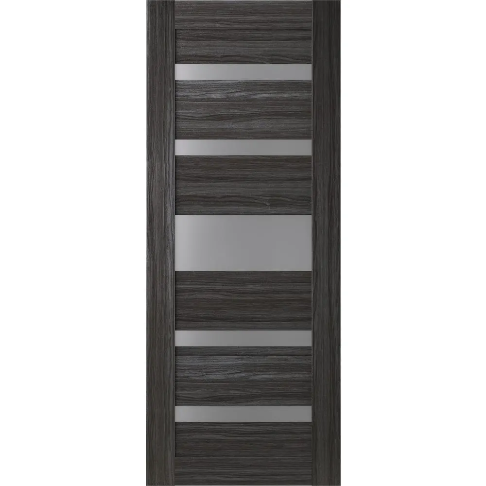 Belldinni 36 in. x 80 in. Gina Gray Oak Finished Frosted Glass 5 Lite Solid Core Wood Composite Interior Door Slab No Bore, photo 6 of 6