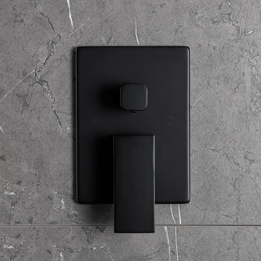 1-Spray Patterns with 1.5 GPM 10 in. Wall Mount Dual Shower Heads with Pressure Balance Valve in Matte Black, photo 6 of 8