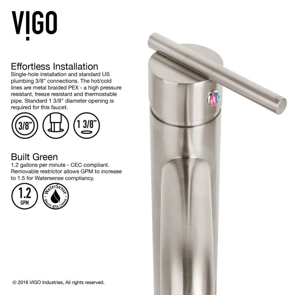 VIGO Dianthus White Matte Stone Vessel Bathroom Sink and Seville Bathroom Vessel Faucet in Brushed Nickel, photo 11 of 15