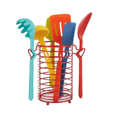 7-Piece Silicone Utensil Set with Wire Caddy