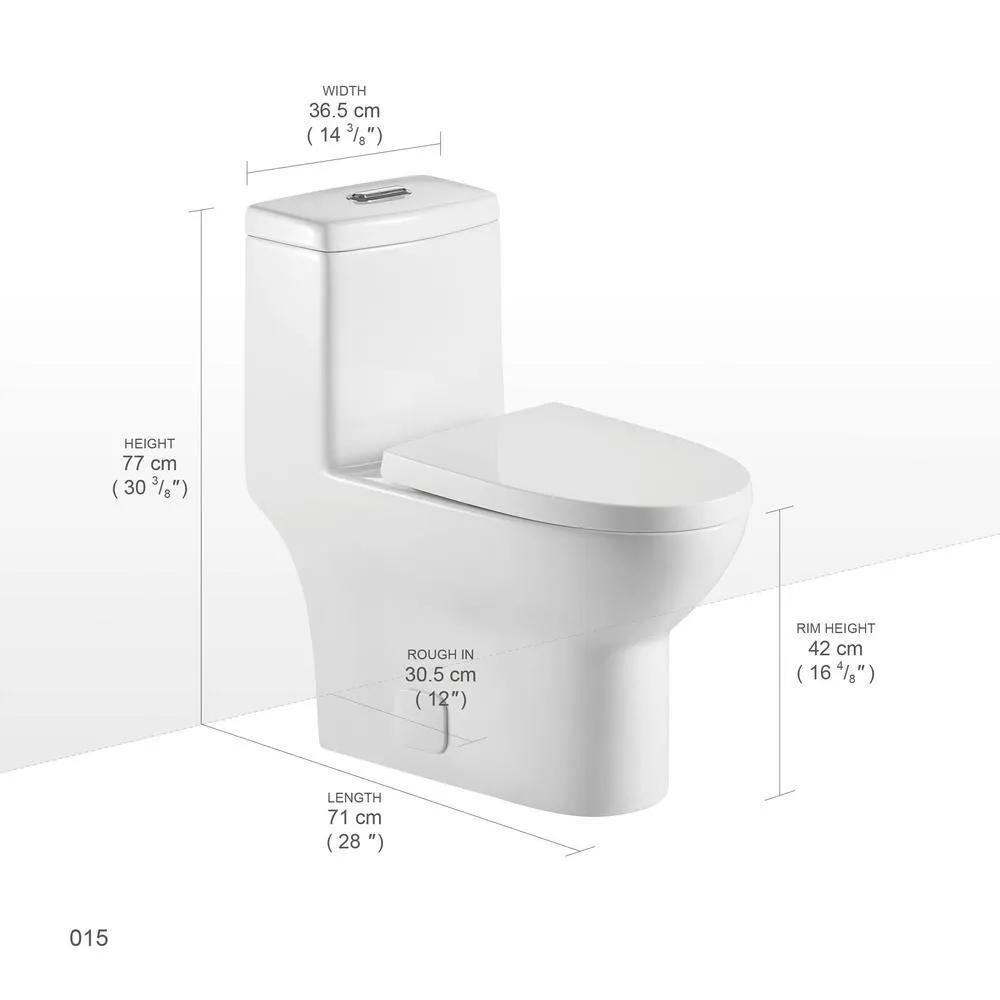 1-Piece Dual Flush 1.2 GPF/0.88 GPF High Efficiency Skirted Toilet Round Bowl All-in-One Toilet in White Seat Included, photo 4 of 10