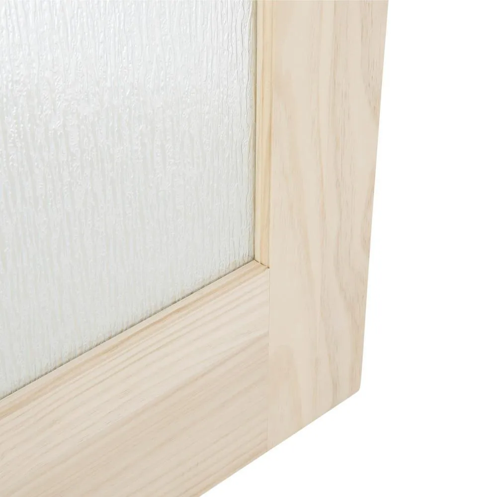 34 in. x 84 in. Timber Hill Rain Glass and Unfinished Pine Wood Sliding Barn Door Slab with Hardware Kit, photo 4 of 9
