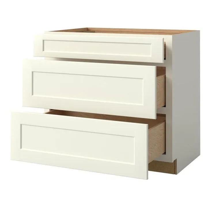 allen + roth Aveley 36-in W x 34.5-in H x 24-in D Linen Maple Drawer Base Semi-Custom Cabinet, photo 3 of 6